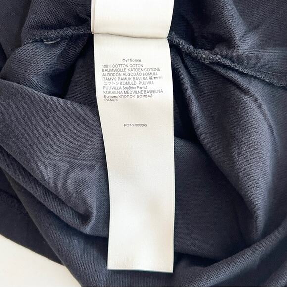 New 7 FOR ALL MANKIND Extended Shoulder V Neck Ruched Tee Women’s SIZE S Black - Picture 8 of 9